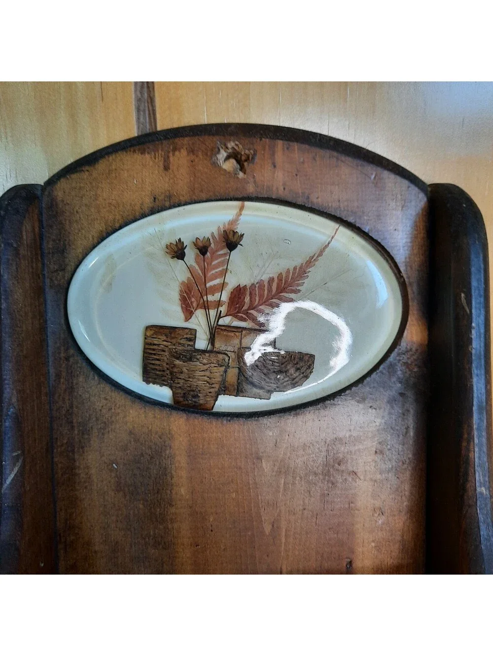 Vintage MCM Wood 3 Pocket Lucite Letter Holder, Key Holder